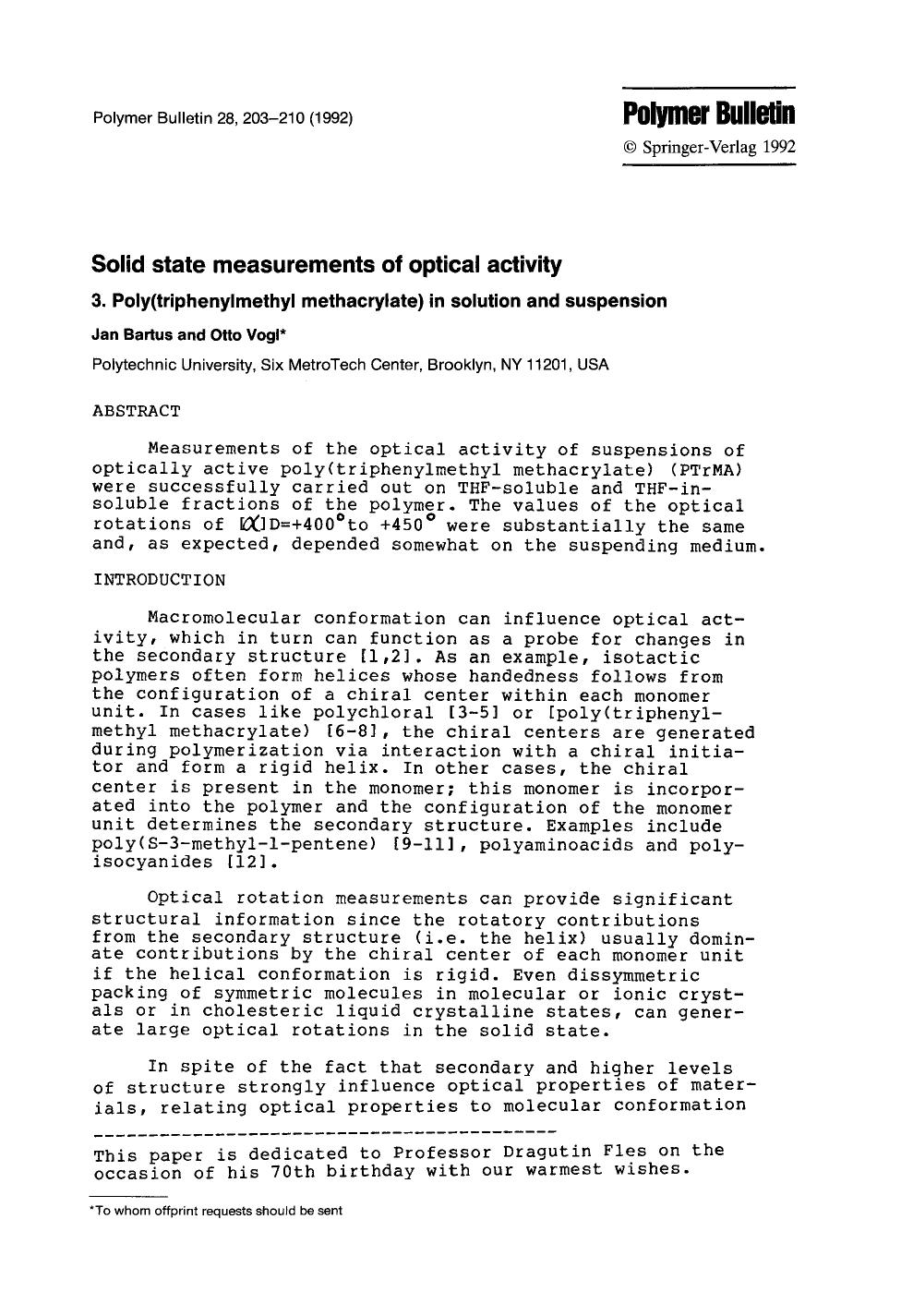 Solid state measurements of optical activity by Unknown