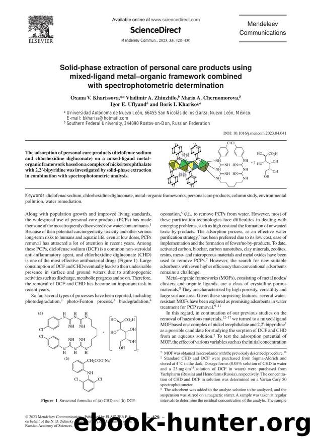 Solid-phase extraction of personal care products using mixed-ligand metalâorganic framework combined with spectrophotometric determination by unknow