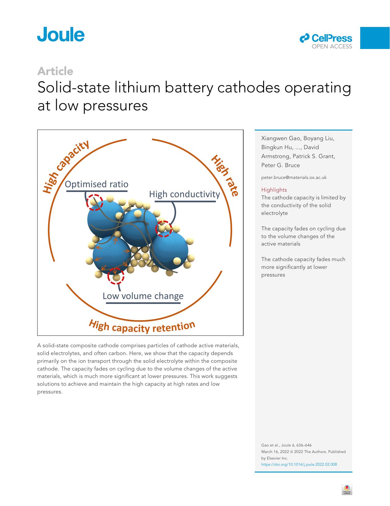 Solid-state lithium battery cathodes operating at low pressures by unknow