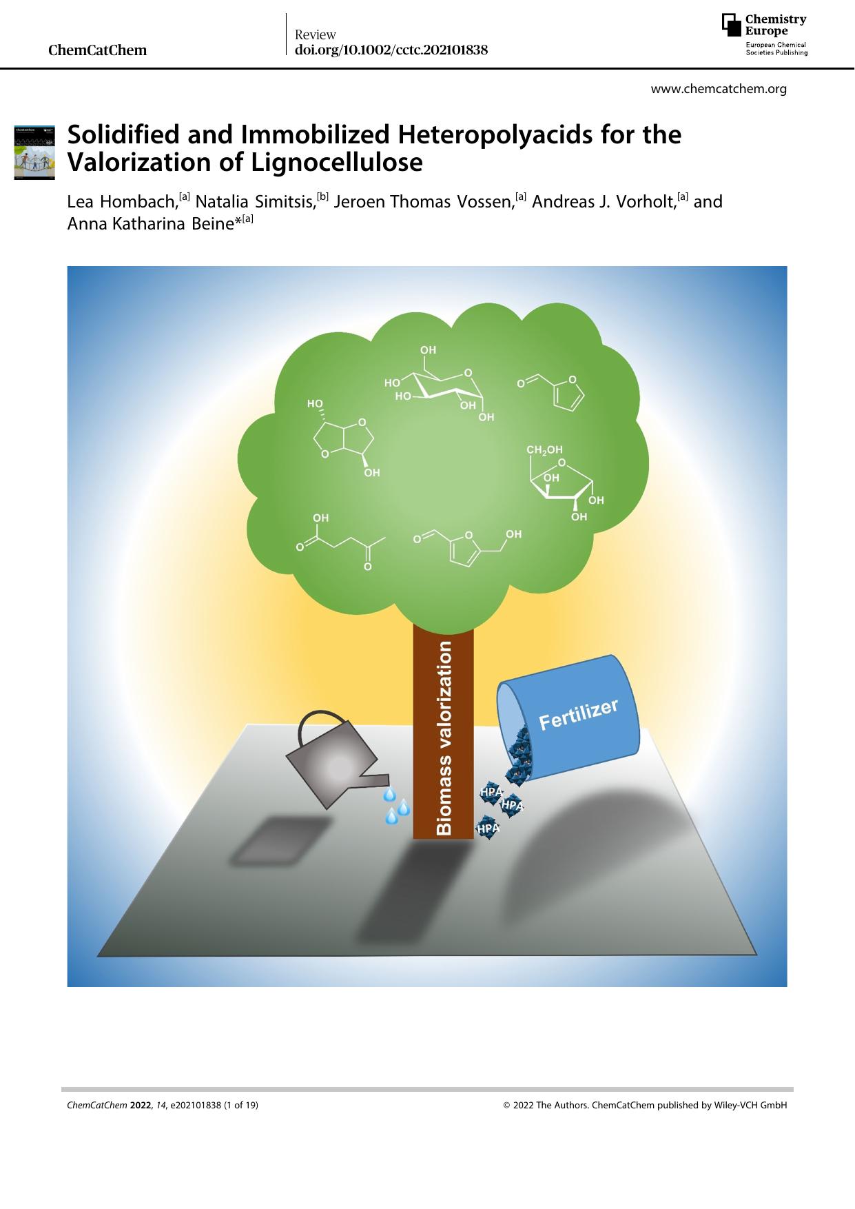 Solidified and Immobilized Heteropolyacids for the Valorization of Lignocellulose by Unknown