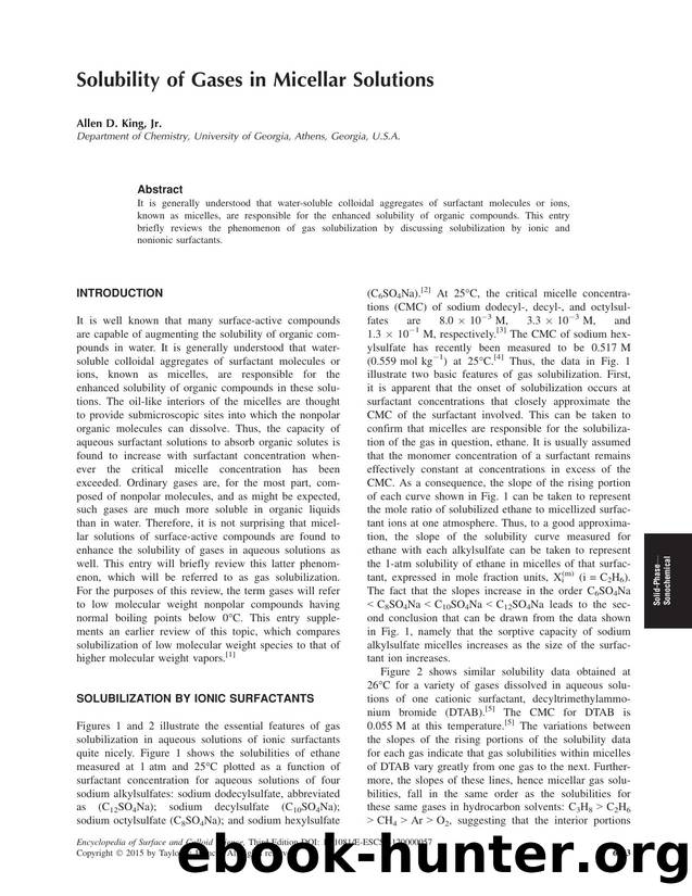 Solubility of Gases in Micellar Solutions by Allen D. King Jr