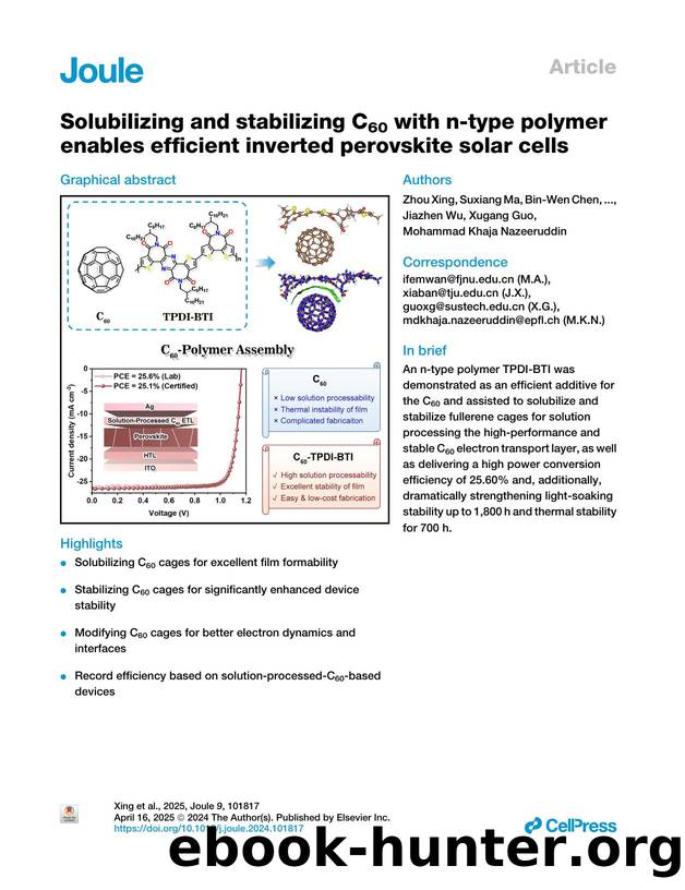 Solubilizing and stabilizing C60 with n-type polymer enables efficient inverted perovskite solar cells by unknow