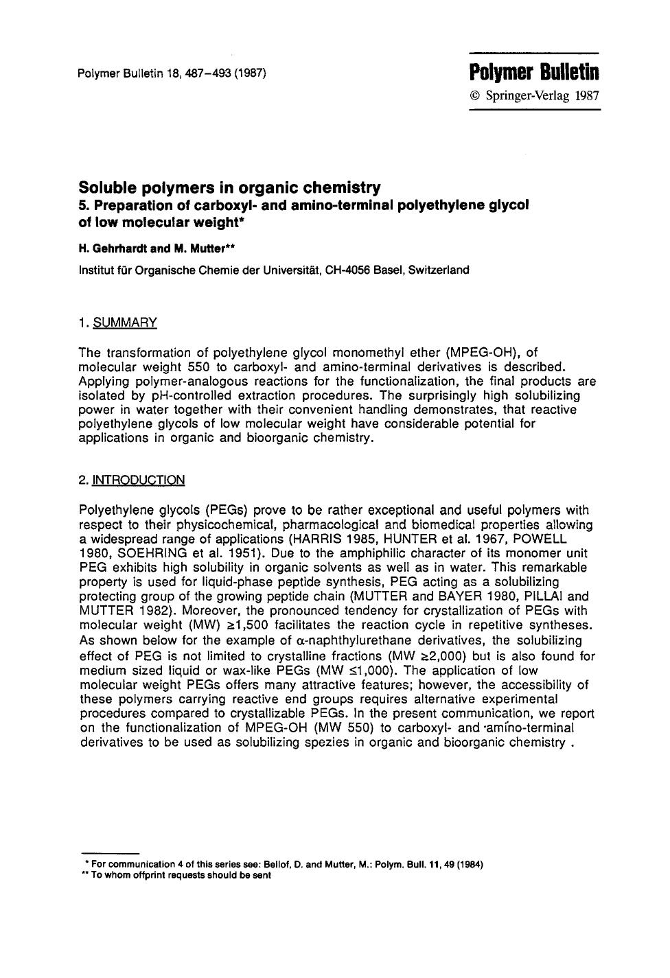 Soluble polymers in organic chemistry by Unknown