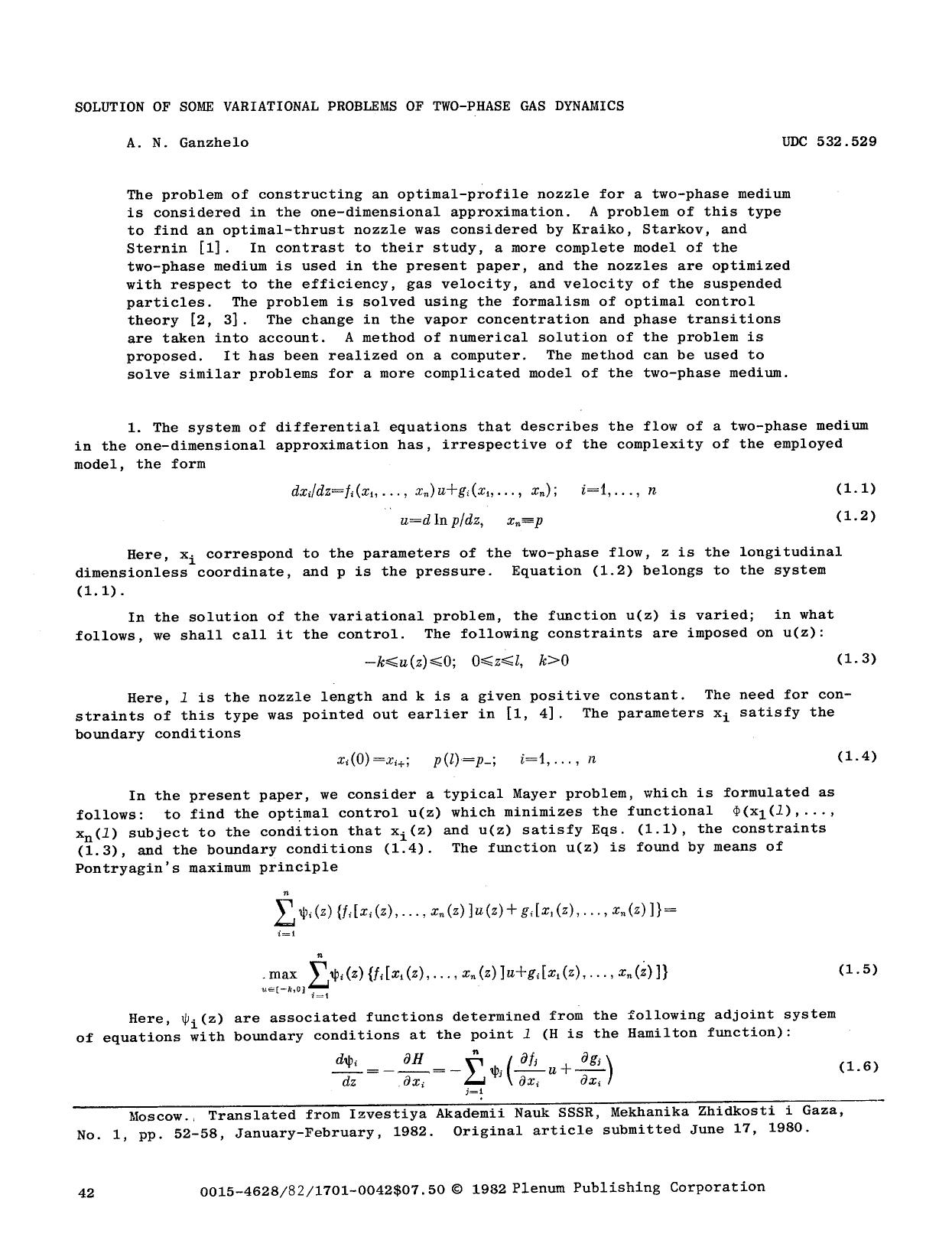 Solution of some variational problems of two-phase gas dynamics by Unknown