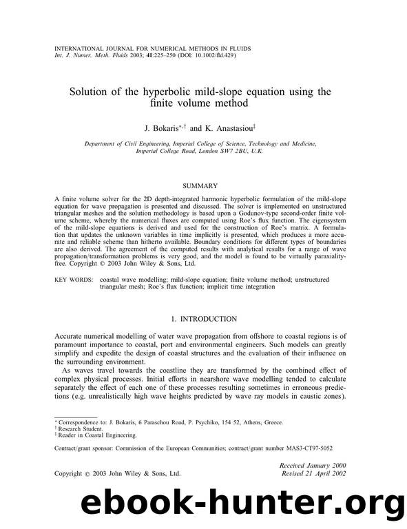 Solution of the hyperbolic mild-slope equation using the finite volume method by Unknown