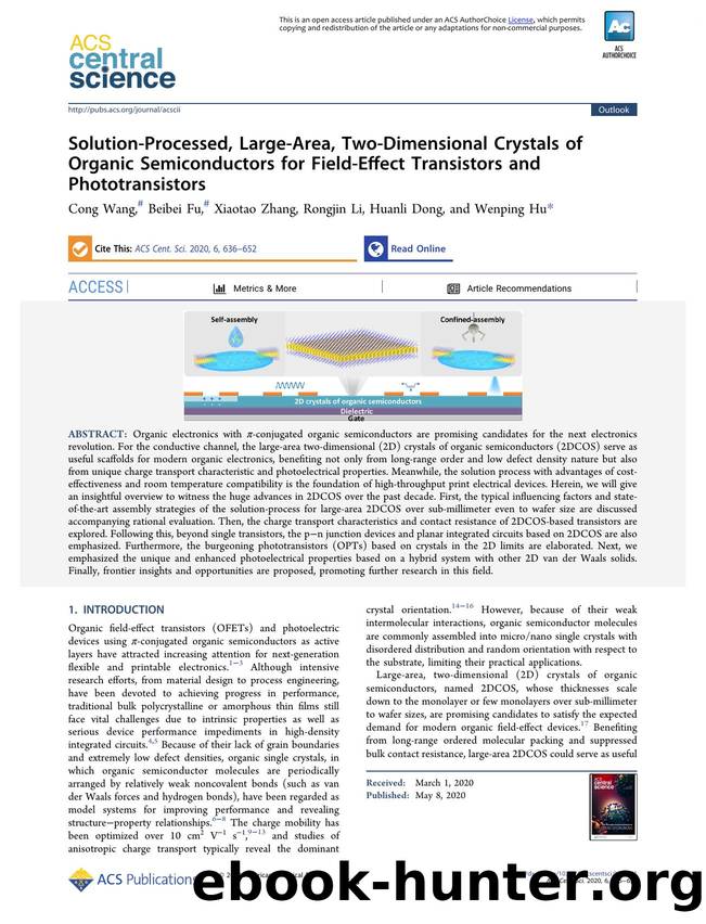 Solution-Processed, Large-Area, Two-Dimensional Crystals of Organic Semiconductors for Field-Effect Transistors and Phototransistors by unknow