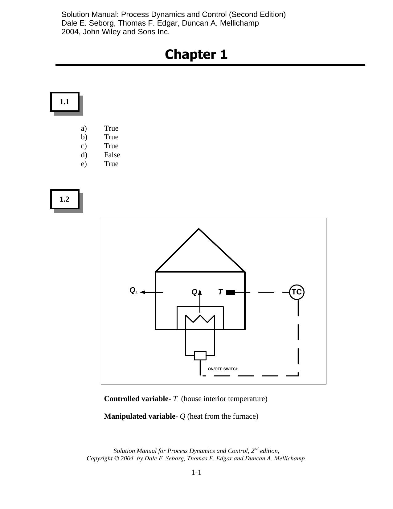 Solutions Manual - Process Dynamics and Control by Dale E. Seborg Thomas F. Edgar Duncan A. Mellichamp
