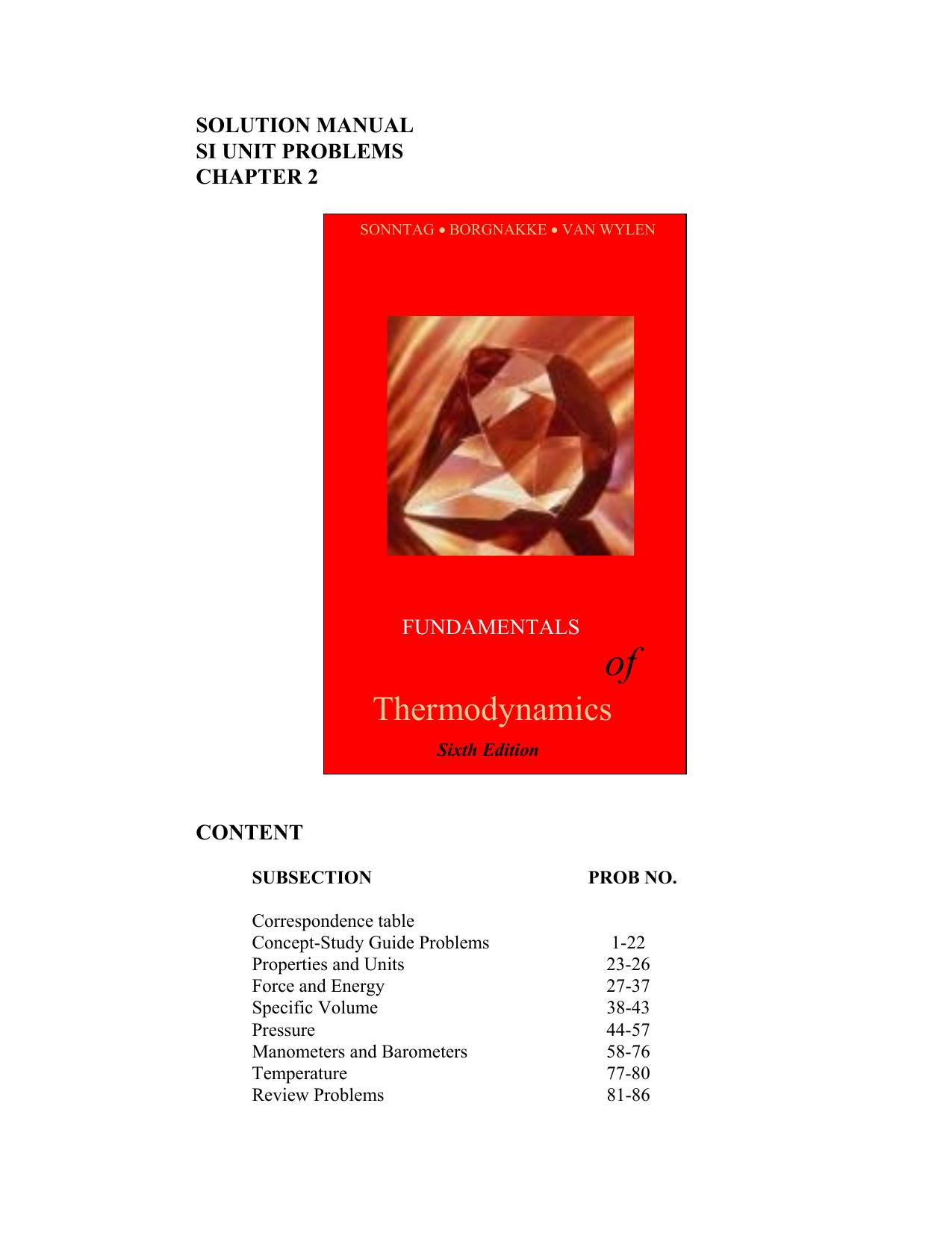 Solutions Manual For Fundamentals Of Thermodynamics 6th Ed by Unknown