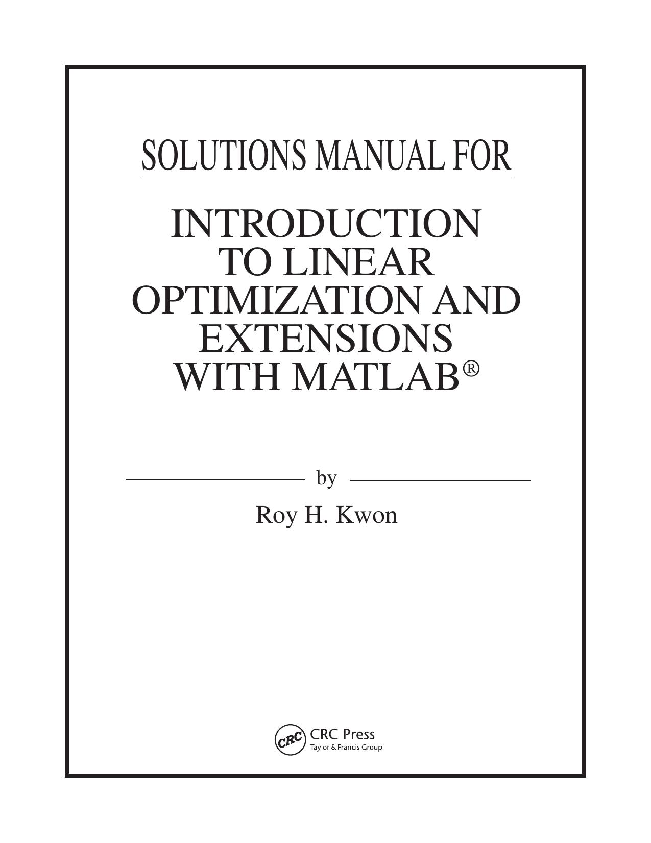 Solutions Manual by Roy H. Kwon