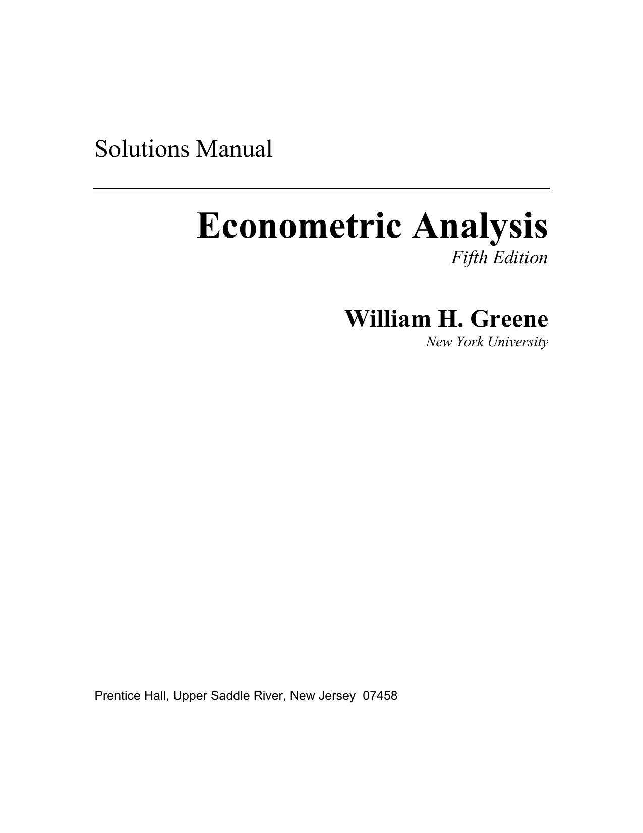 Solutions Manual by William Greene