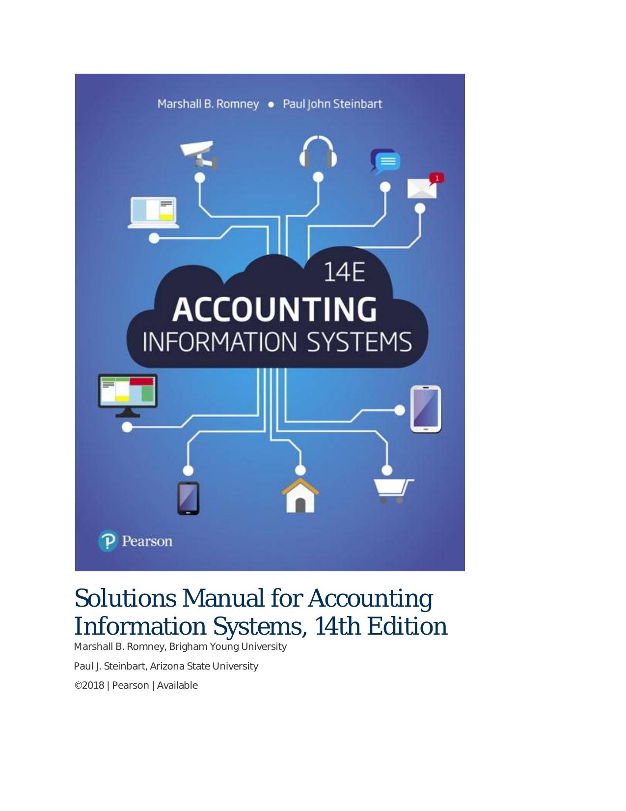 Solutions Manual for Accounting Information Systems, by Marshall Romney Paul Steinbart