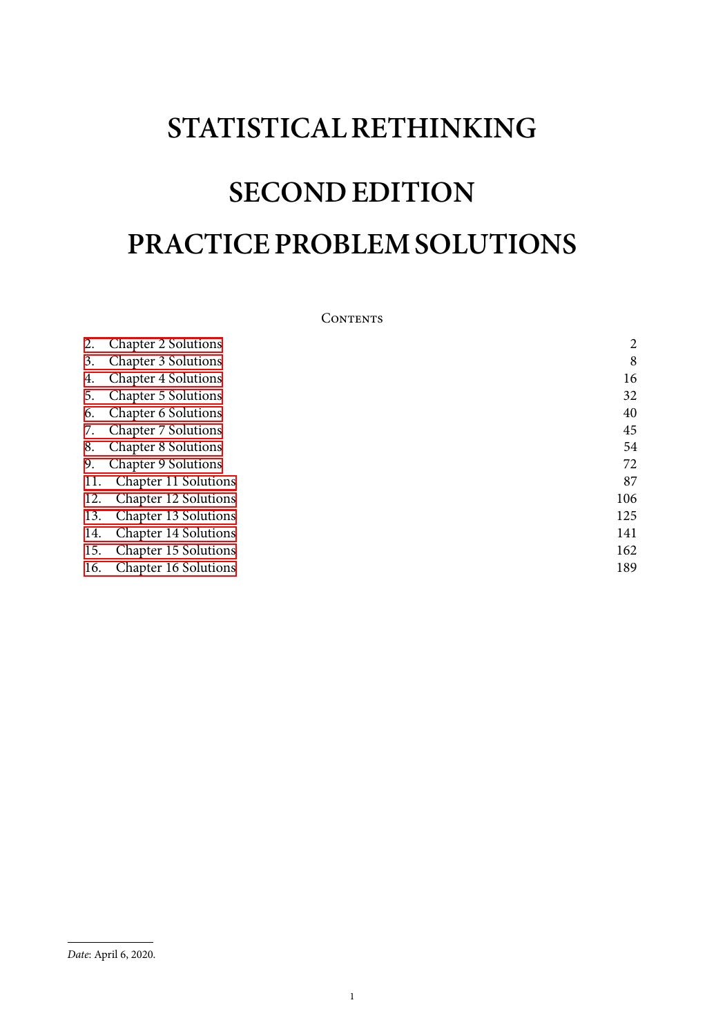 Solutions Manual for Statistical Rethinking by Richard McElreath