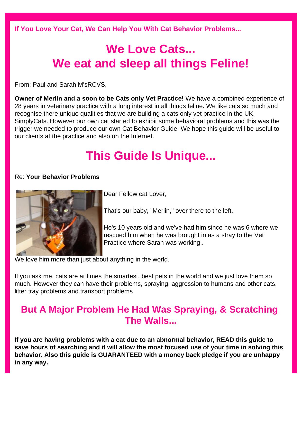 Solutions To Your Cat Behavior Problems By 2 Cat Vets. by Best of Kuszter's Collection
