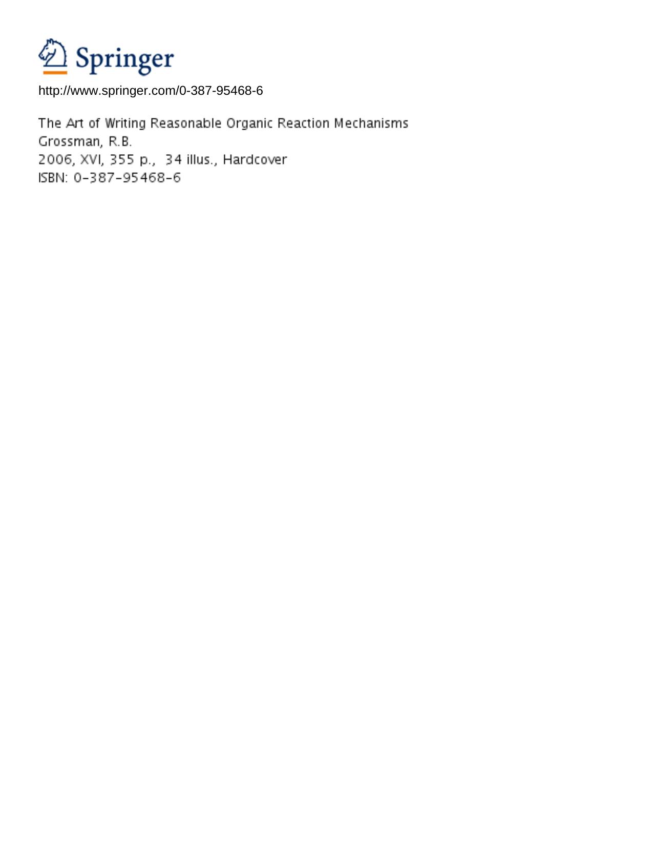 Solutions manual for The Art of Writing Reasonable Organic Reaction Mechanisms by Robert B. Grossman