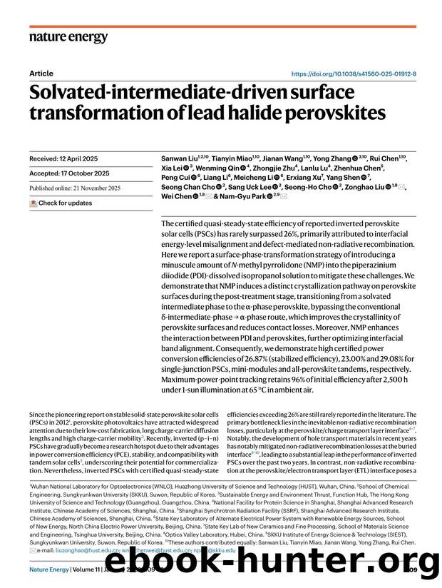 Solvated-intermediate-driven surface transformation of lead halide perovskites by unknow