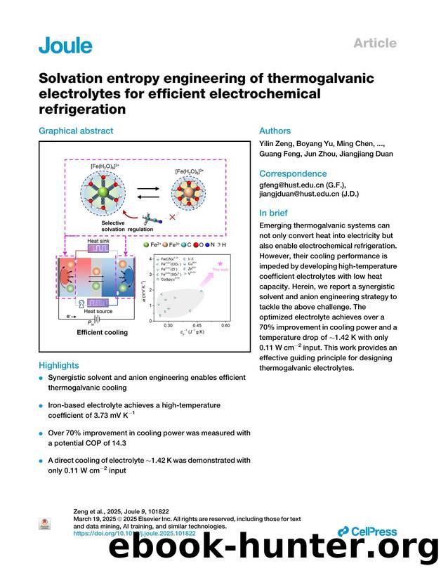 Solvation entropy engineering of thermogalvanic electrolytes for efficient electrochemical refrigeration by unknow