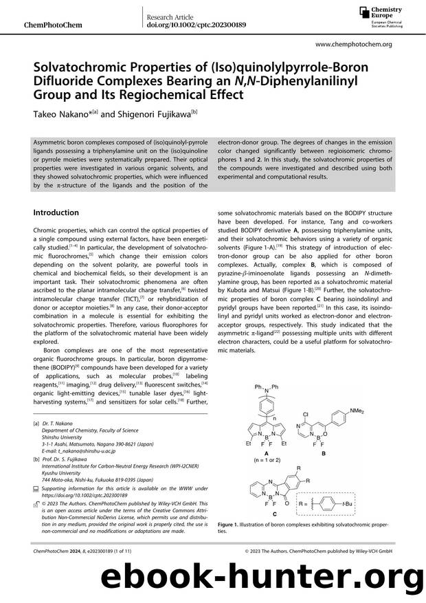 Solvatochromic Properties of (Iso)quinolylpyrroleâBoron Difluoride Complexes Bearing an N,NâDiphenylanilinyl Group and Its Regiochemical Effect by Unknown