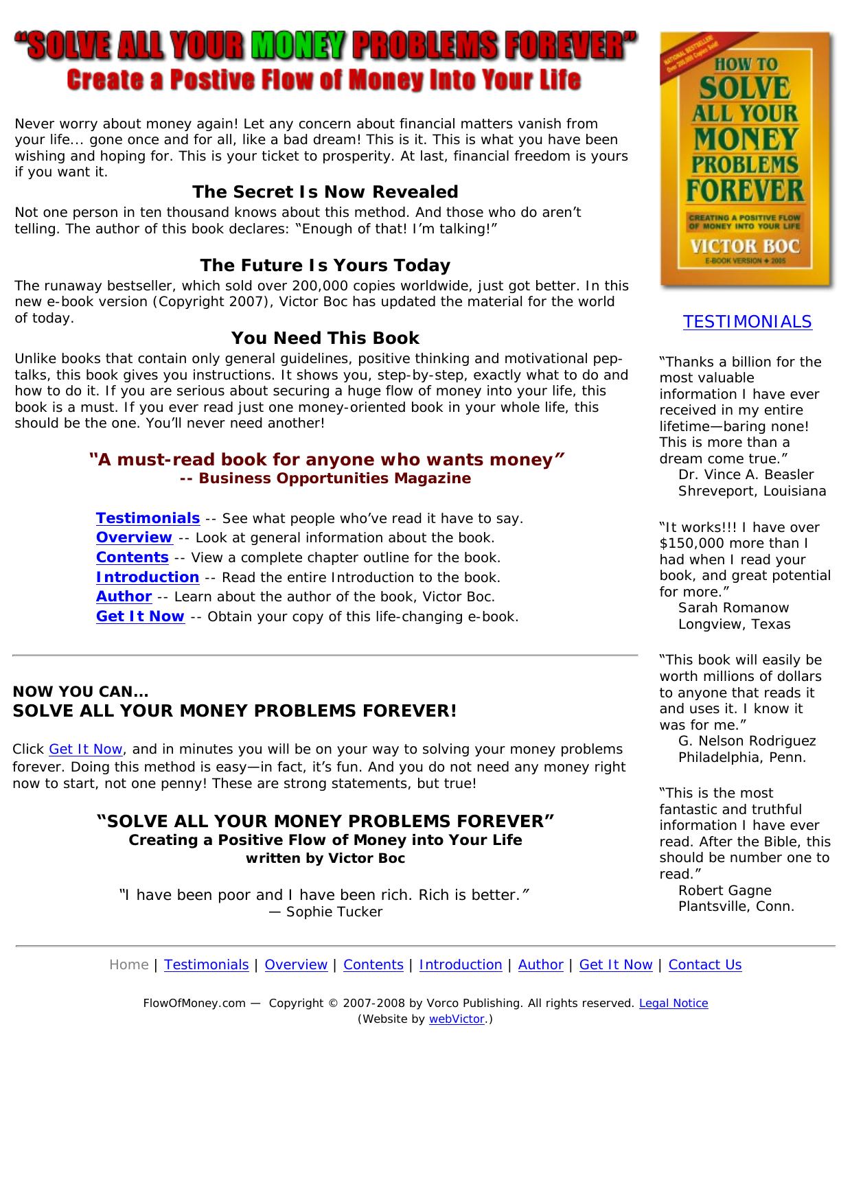 Solve All Your Money Problems Forever. by Best of Kuszter's Collection