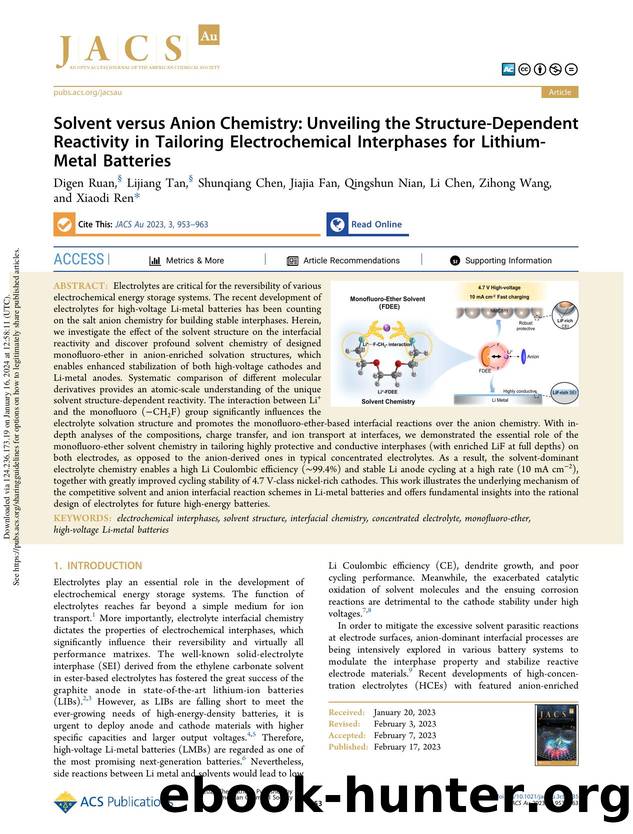Solvent versus Anion Chemistry: Unveiling the Structure-Dependent Reactivity in Tailoring Electrochemical Interphases for Lithium-Metal Batteries by unknow