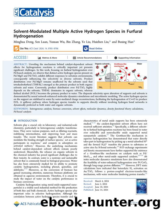 Solvent-Modulated Multiple Active Hydrogen Species in Furfural Hydrogenation by Minghua Dong Sen Luan Yuxuan Wu Bin Zhang Ye Liu Huizhen Liu and Buxing Han