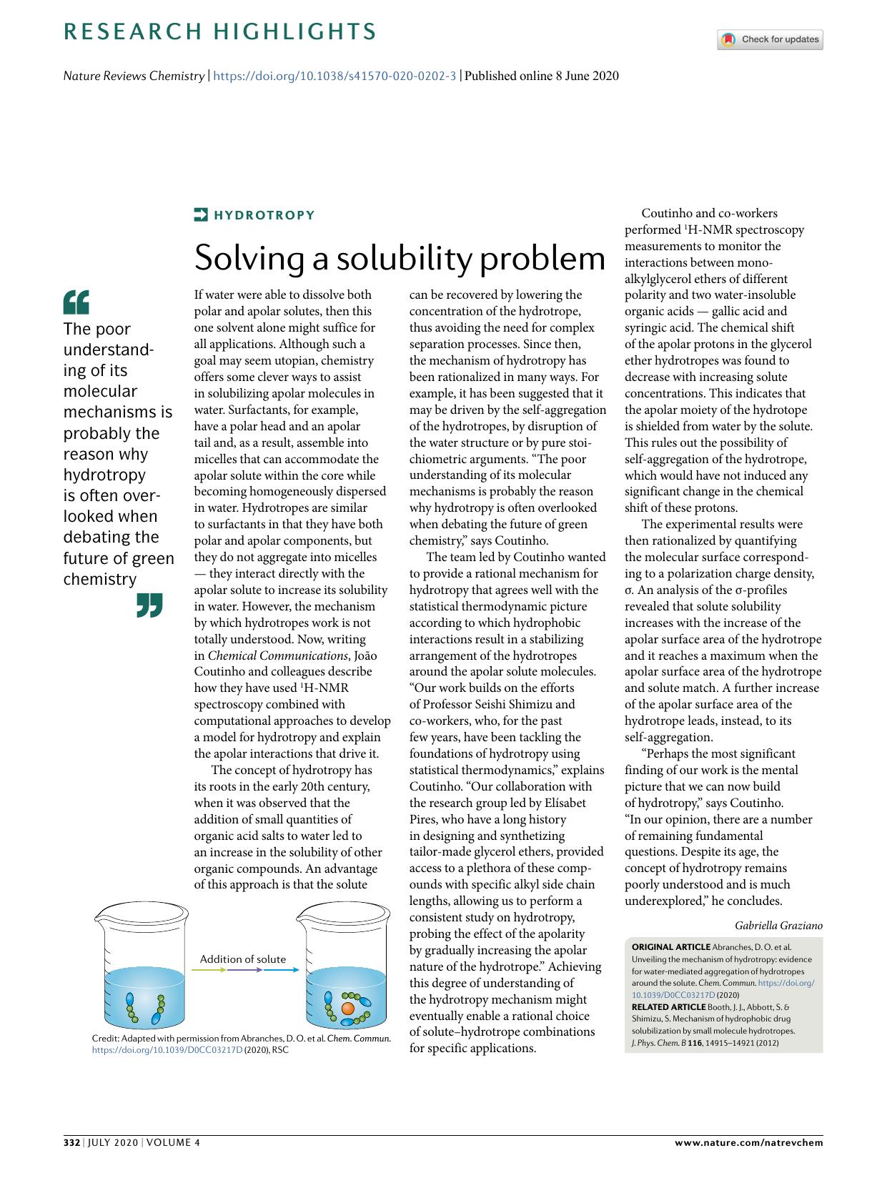 Solving a solubility problem by Gabriella Graziano