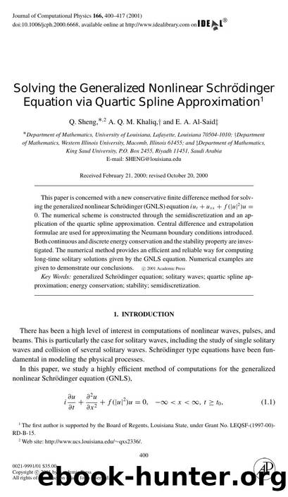 Solving the Generalized Nonlinear Schrodinger by Sheng Q. et al