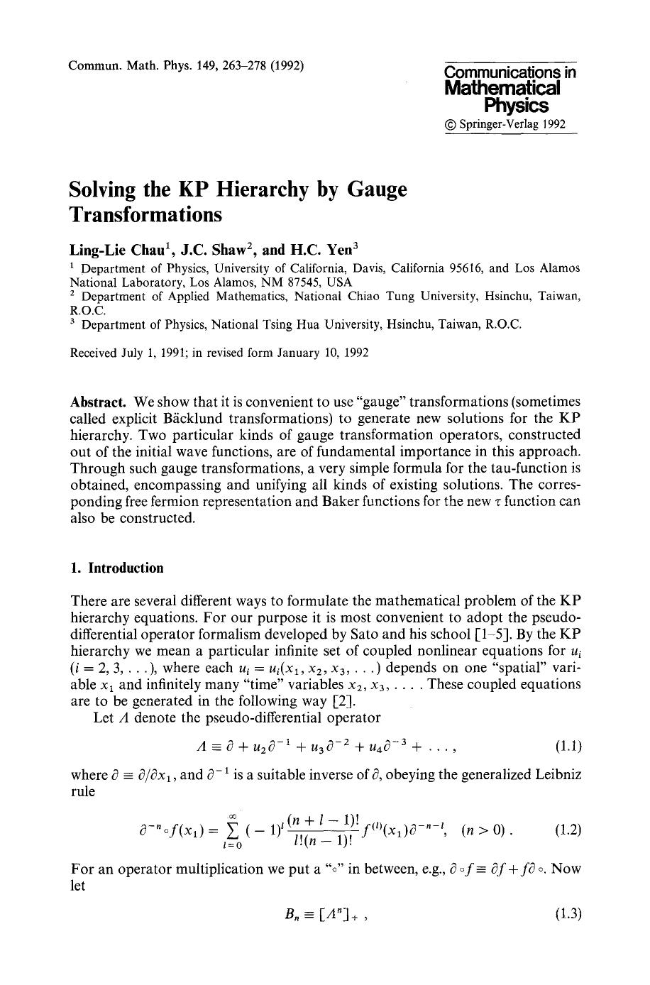 Solving the KP hierarchy by gauge transformations by Unknown