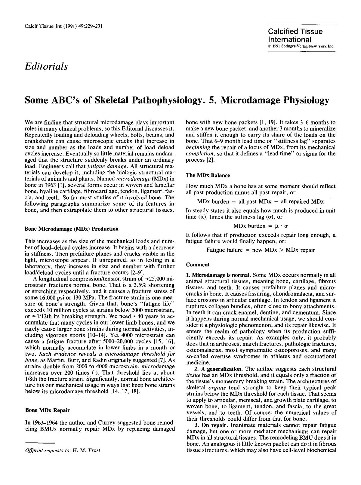 Some ABC's of skeletal pathophysiology. 5. Microdamage physiology by Unknown