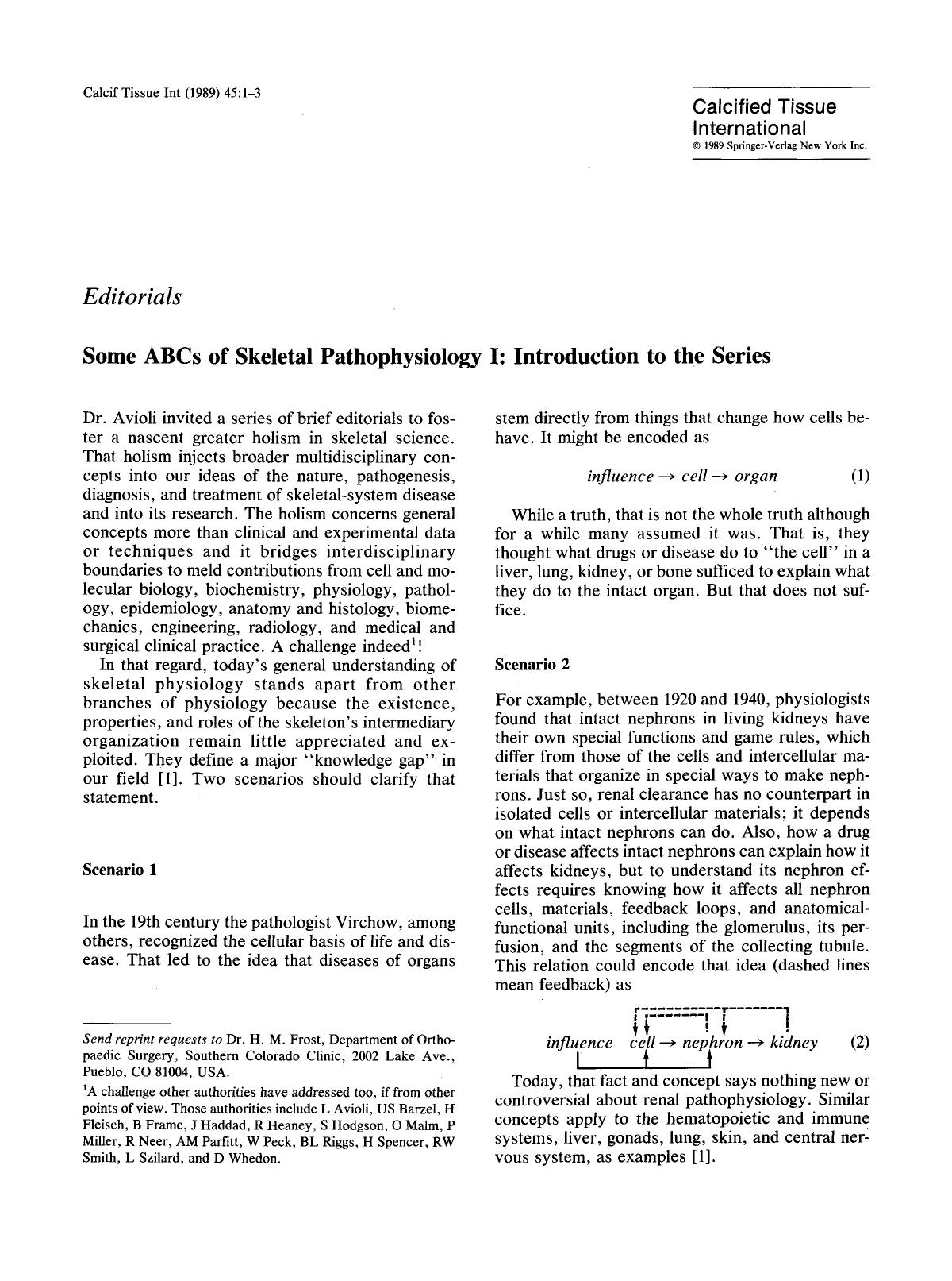 Some ABCs of skeletal pathophysiology I: Introduction to the series by Unknown