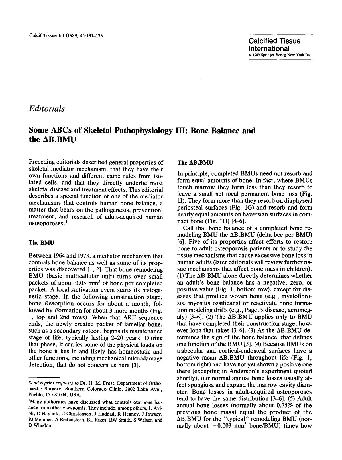 Some ABCs of skeletal pathophysiology III: Bone balance and the &#x0394;B.BMU by Unknown