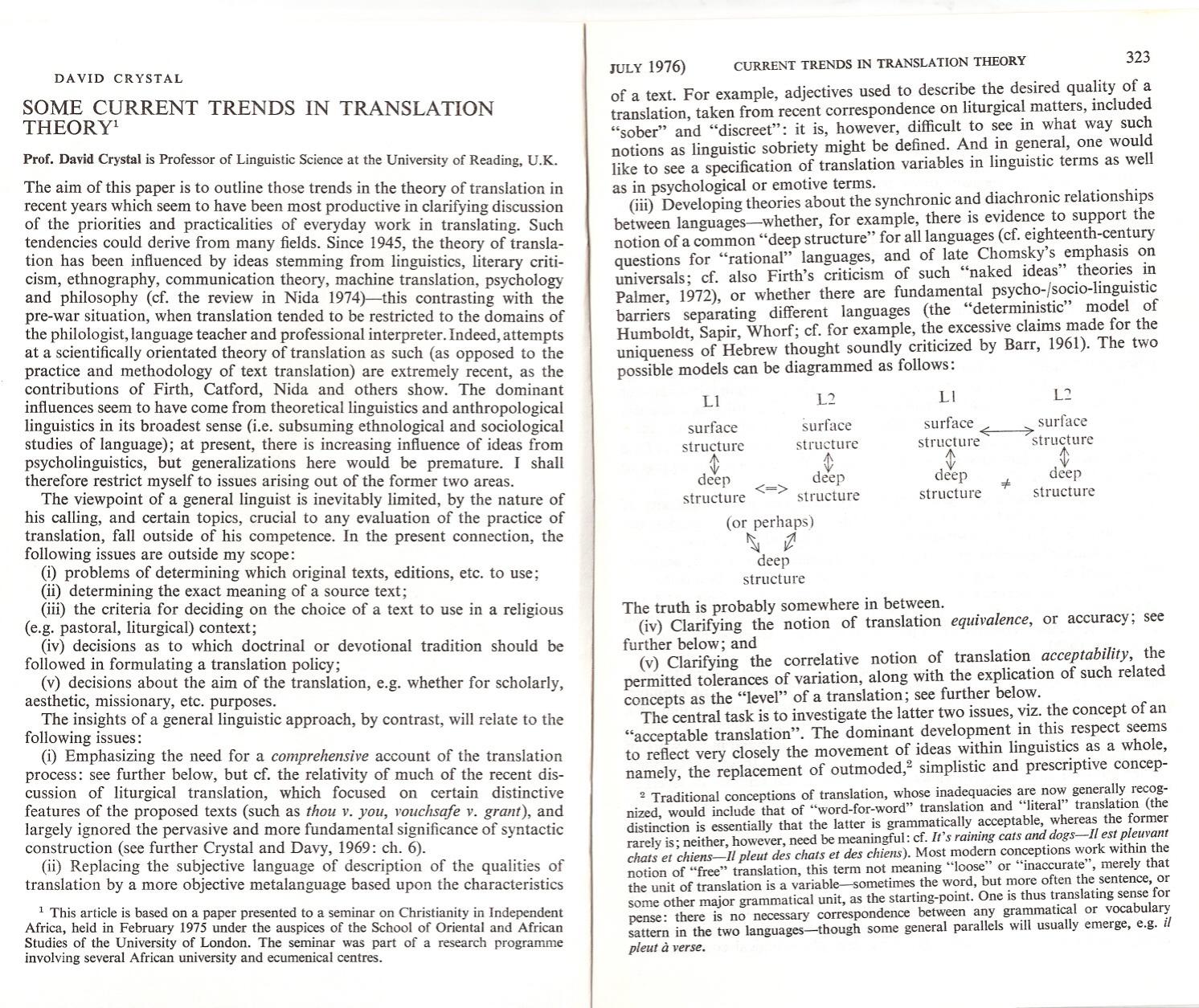 Some Current Trends in Translation Theory by Crystal David