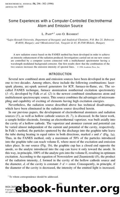 Some Experiences with a Computer-Controlled Electrothermal Atom and Emission Source by Papp L. et al