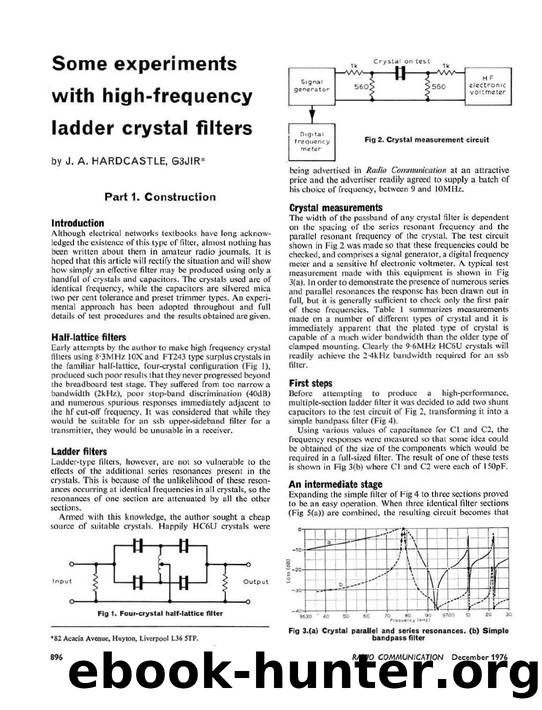Some Experiments With High-Frequency Ladder Crystal Filters by Unknown