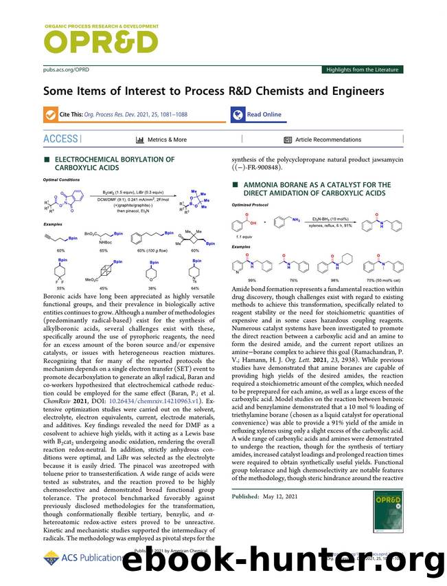 Some Items of Interest to Process R&D Chemists and Engineers by Paul Richardson Alan Steven Robert Kargbo Carlos Mateos Andrei A. Zlota and John Knight