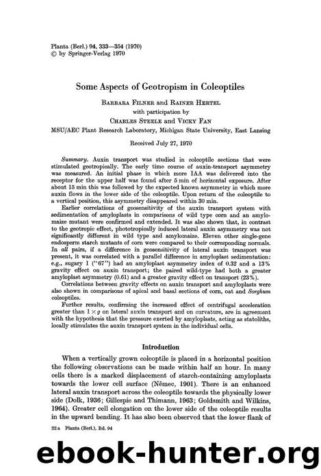 Some aspects of geotropism in coleoptiles by Unknown