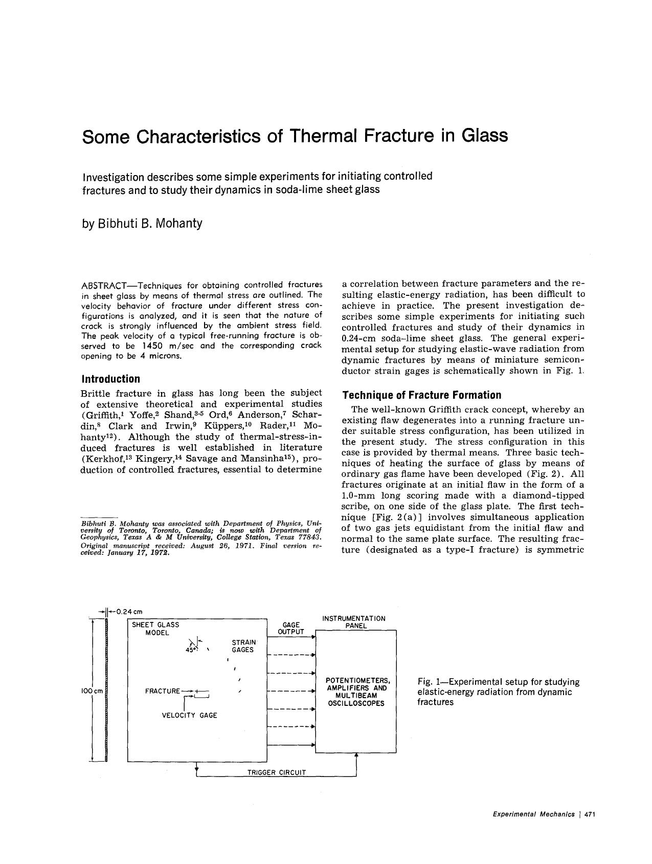 Some characteristics of thermal fracture in glass by Unknown