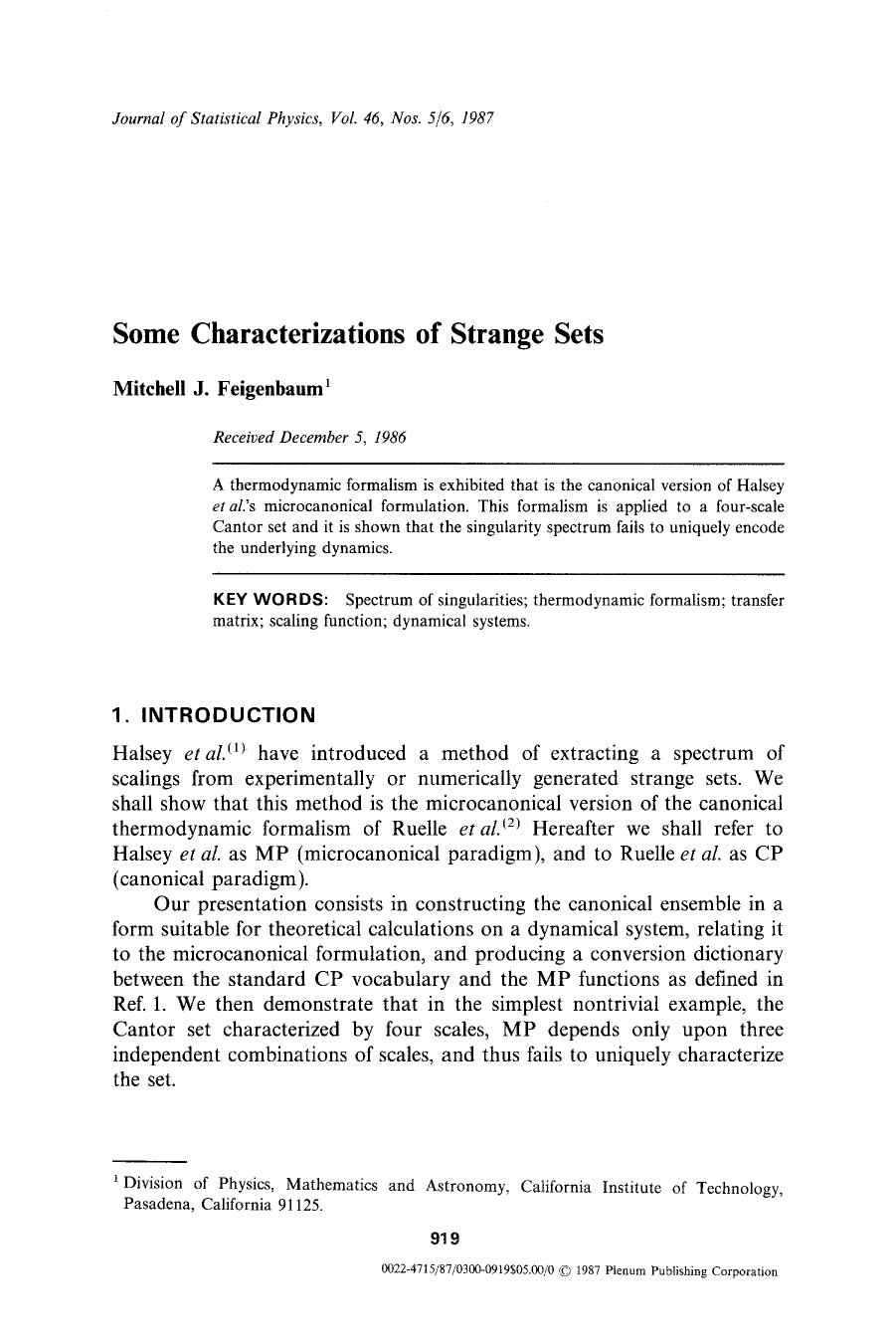 Some characterizations of strange sets by Unknown