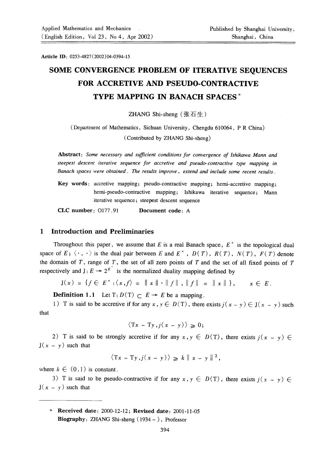 Some convergence problem of iterative sequences for accretive and pseudo-contractive type mapping in banach spaces by Unknown