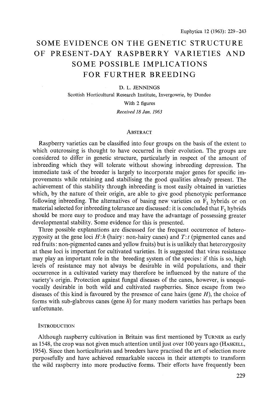 Some evidence on the genetic structure of present-day raspberry varieties and some possible implications for further breeding by Unknown
