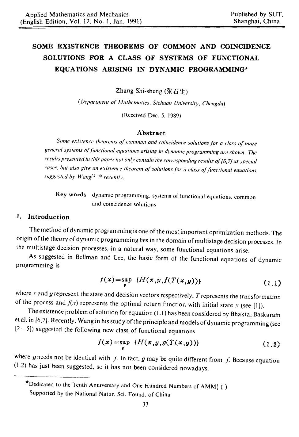Some existence theorems of common and coincidence solutions for a class of systems of functional equations arising in dynamic programming by Unknown