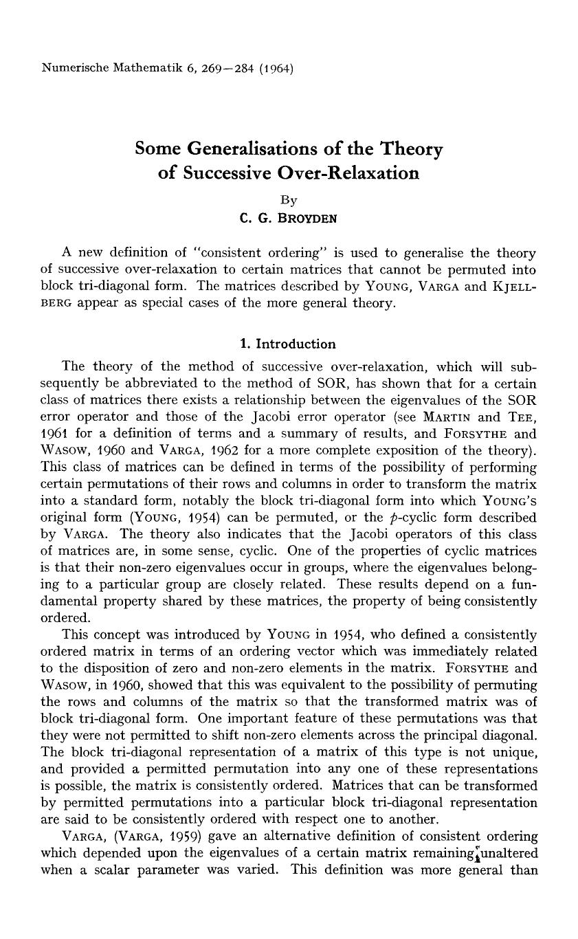 Some generalisations of the theory of successive over-relaxation by Unknown