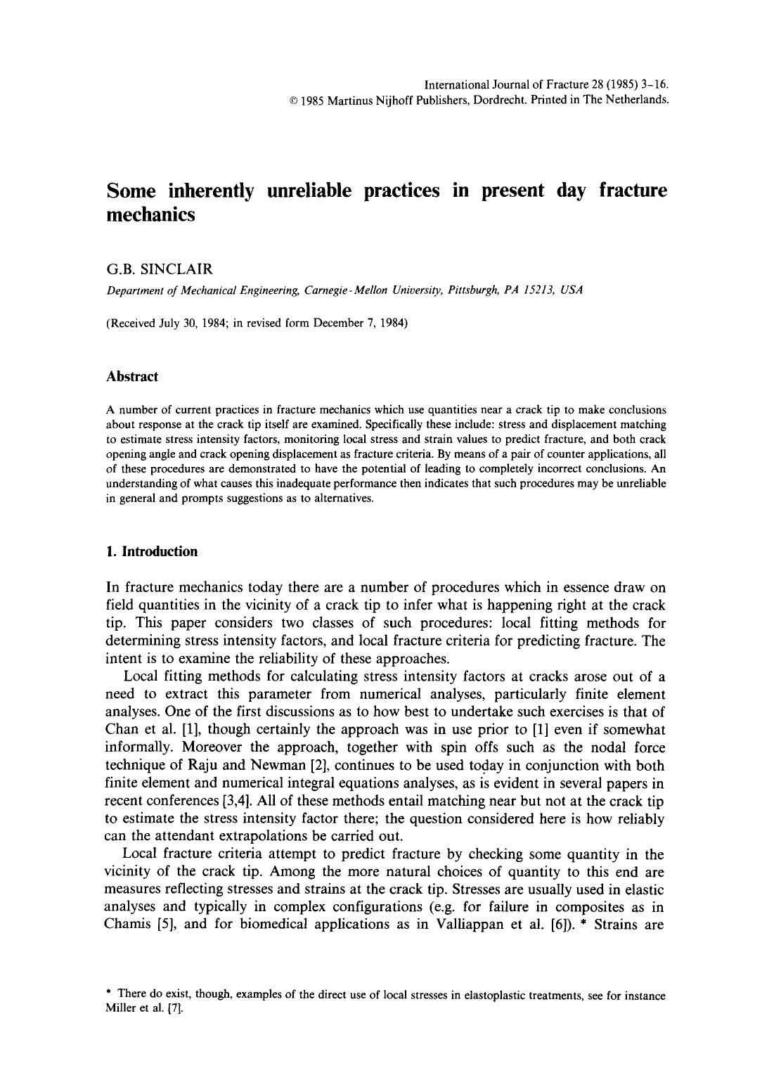 Some inherently unreliable practices in present day fracture mechanics by Unknown