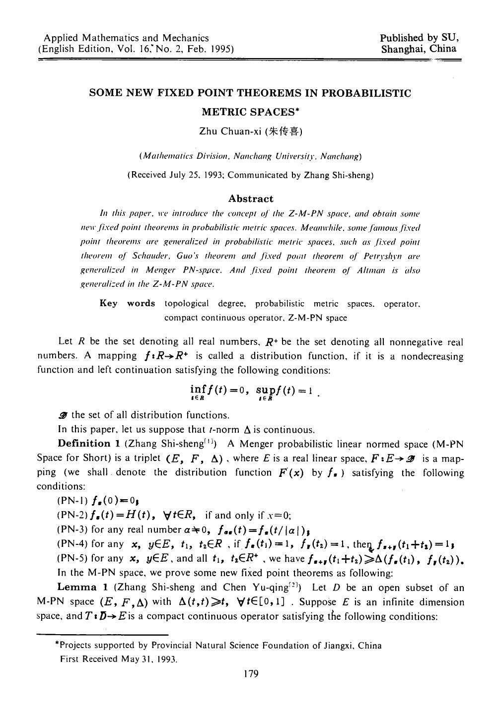 Some new fixed point theorems in probabilistic metric spaces by Unknown