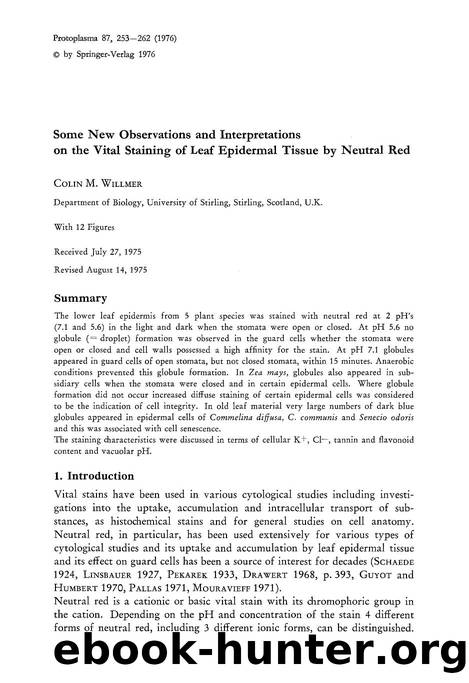 Some new observations and interpretations on the vital staining of leaf epidermal tissue by neutral red by Unknown