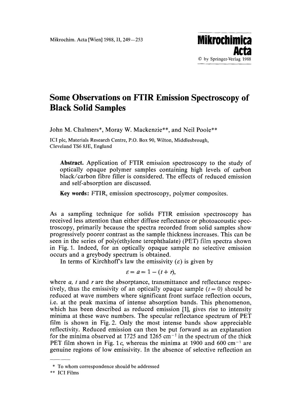 Some observations on FTIR emission spectroscopy of black solid samples by Unknown