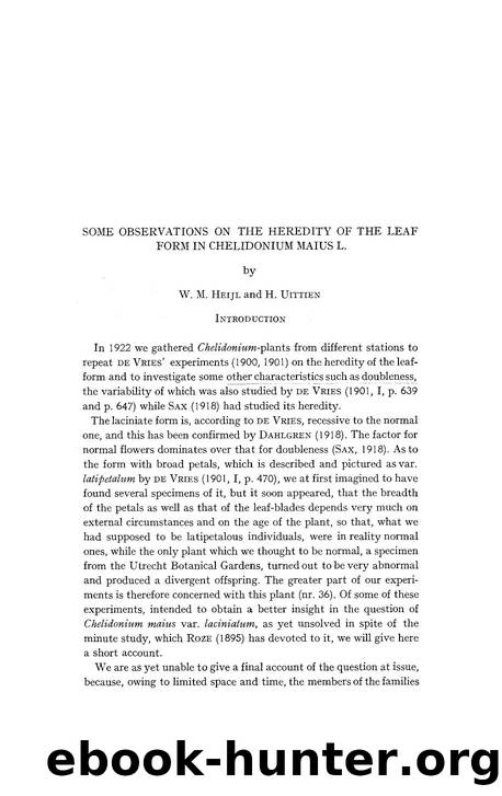 Some observations on the heredity of the leaf form in chelidonium maius L by Unknown