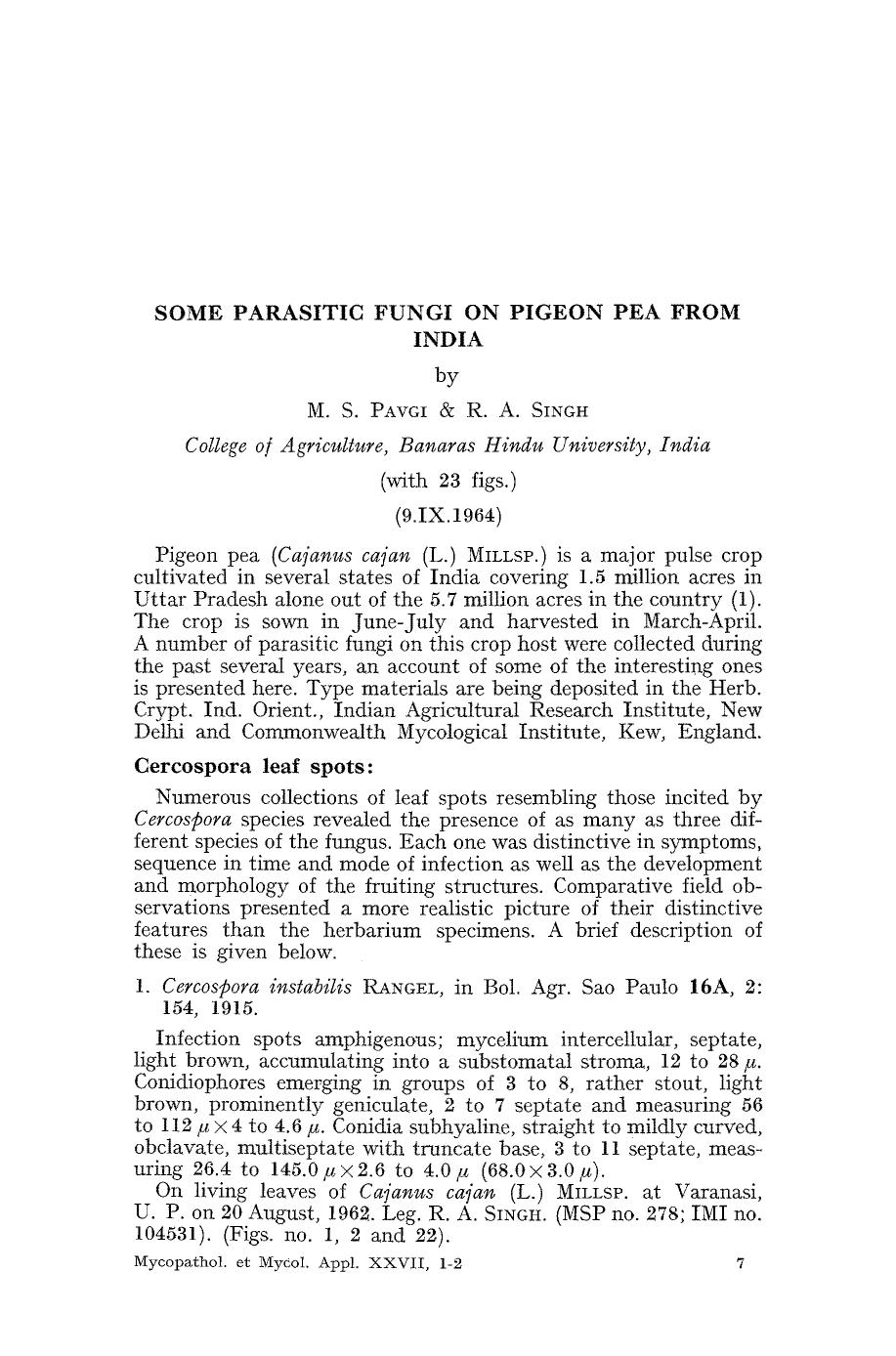 Some parasitic fungi on pigeon pea from India by Unknown