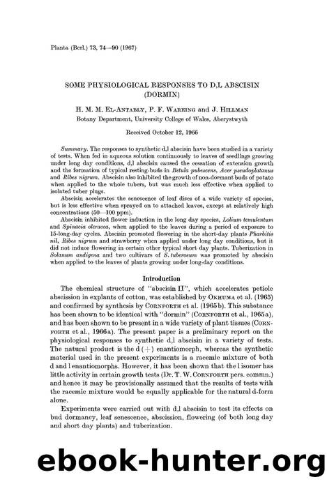 Some physiological responses to d,l abscisin (dormin) by Unknown