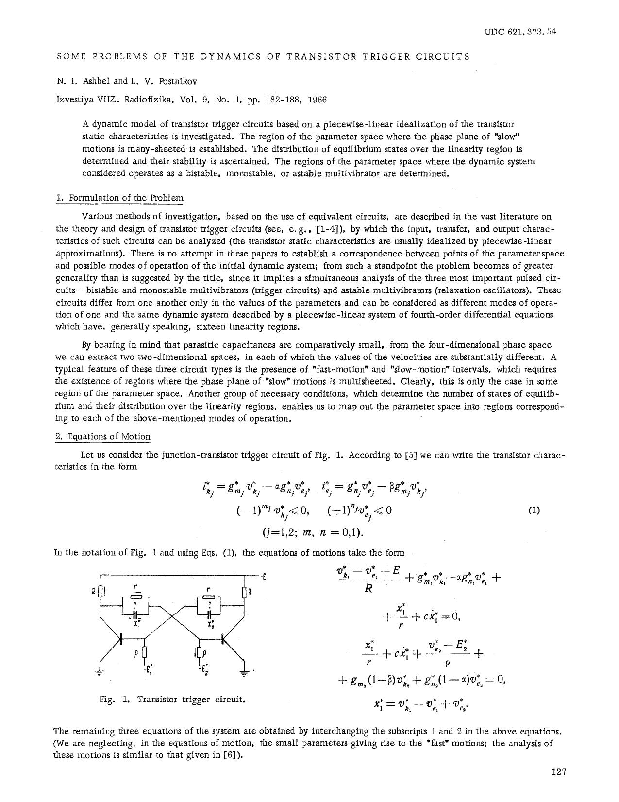 Some problems of the dynamics of transistor trigger circuits by Unknown
