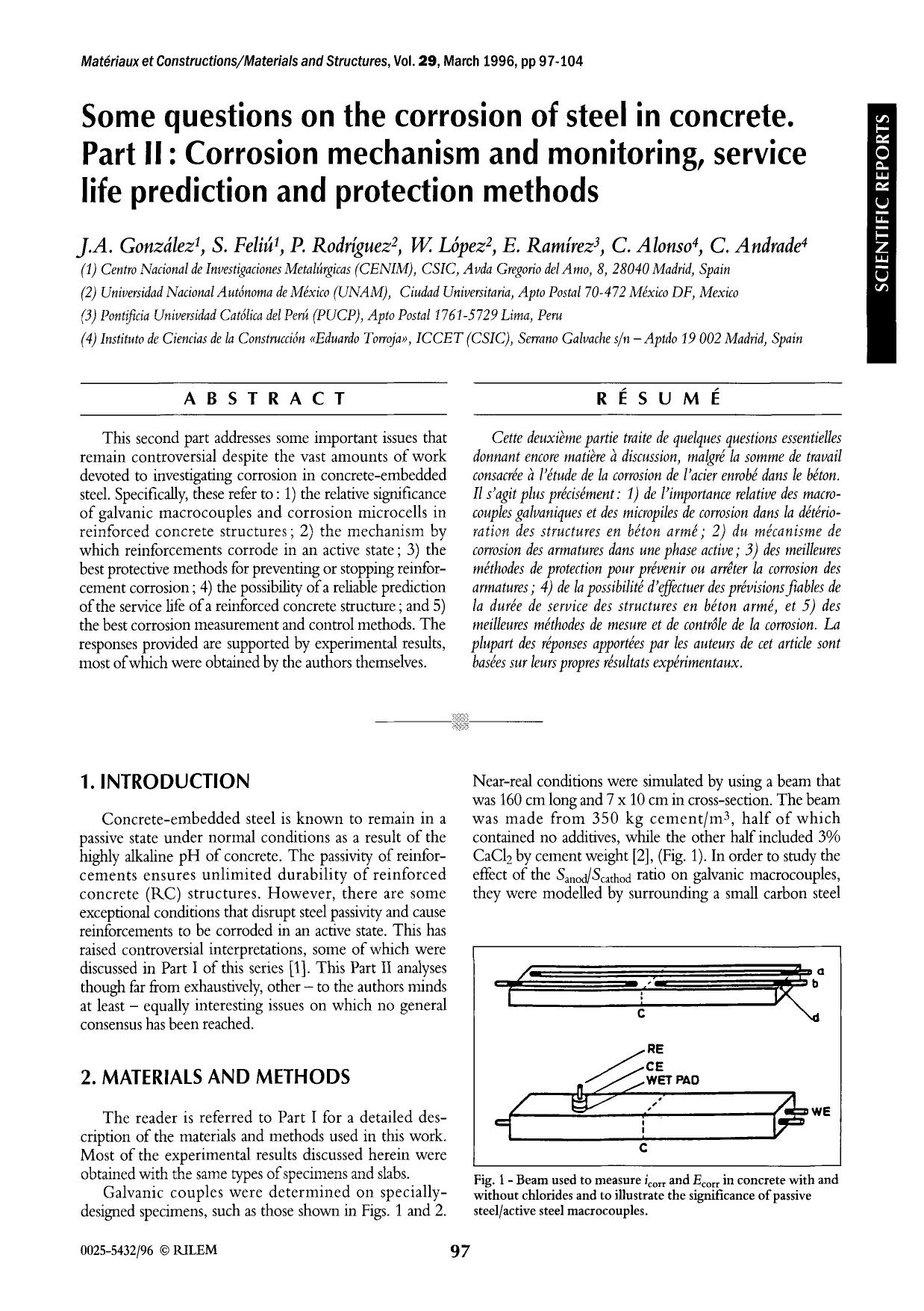 Some questions on the corrosion of steel in concrete. Part II: Corrosion mechanism and monitoring, service life prediction and protection methods by Unknown